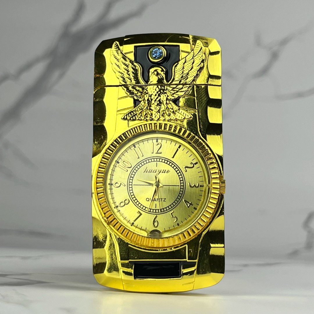 cigarette lighter clock BEVELED CLOCK LIGHTER Gold