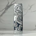 Silver slim dragon engraved metal jet torch lighter, blue flame